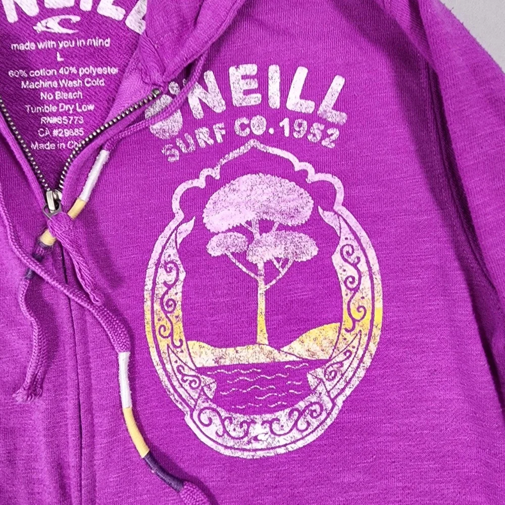 ONeill Surf Co 1952 Purple Graphic Full Zip Hoodie Womens Large RN85773 Y2K - Picture 5 of 8